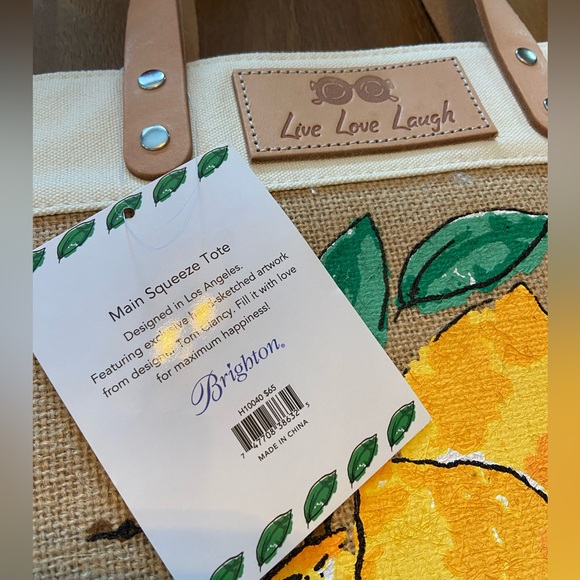 NWT Brighton Main Squeeze Burlap Tote - Picture 5 of 8